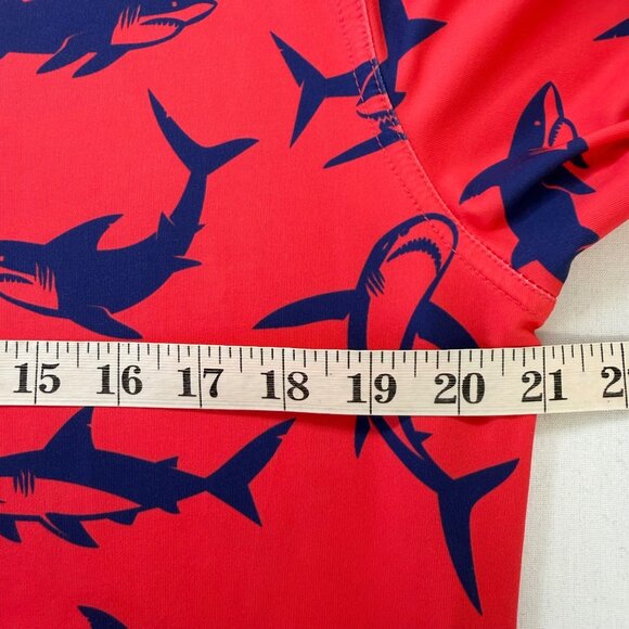 Waggle Golf Performance Polo Shirt Shark Print Red & Blue Size Large - Picture 7 of 8